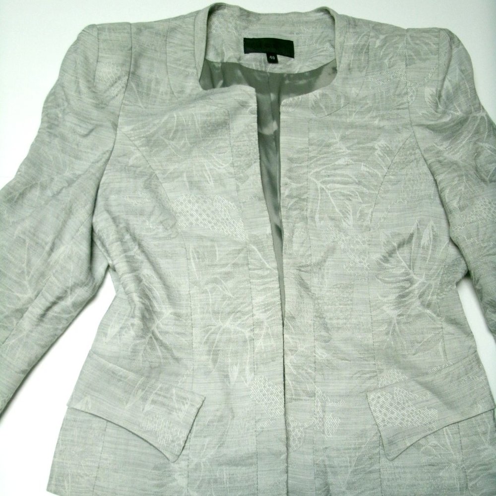 ICB Blazer Gray Jacquard Palm Tree and Cheetah Print Jacket 40